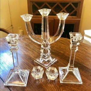 Solid genuine crystal candlestick holders
